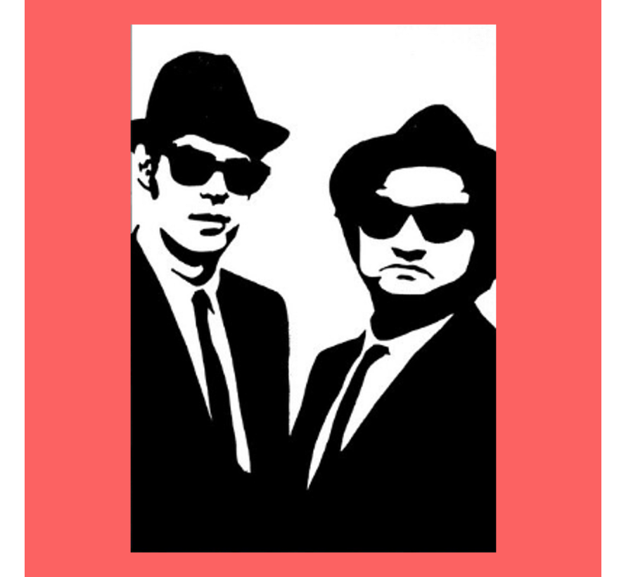 Allernieuwste.nl® Canvas Schilderij The Blues Brothers Film - Movie - Poster - Mensen - 50 x 70 cm - Kleur