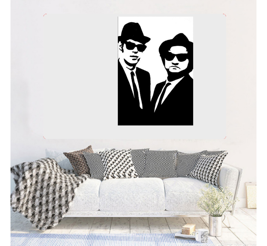 Allernieuwste.nl® Canvas Schilderij The Blues Brothers Film - Movie - Poster - Mensen - 50 x 70 cm - Kleur