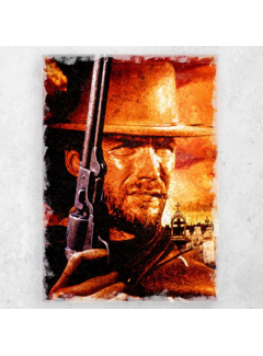 Allernieuwste.nl® Canvas Schilderij Clint Eastwood in A Fistful of Dollars - Film Acteur - Poster - 50 x 75 cm - Kleur