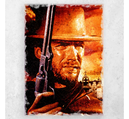 Allernieuwste.nl® Allernieuwste.nl® Canvas Schilderij Clint Eastwood in A Fistful of Dollars - Film Acteur - Poster - 50 x 75 cm - Kleur