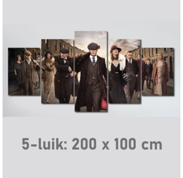 Allernieuwste.nl® 5-luik - Canvas Schilderij * 5luik Peaky Blinders Crew TV show * - Televisie serie - Kleur - 100 x 200 cm