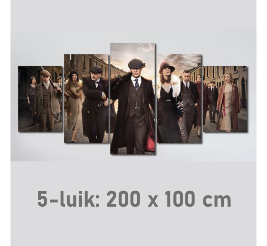 Allernieuwste.nl® 5-luik Canvas Schilderij * 5luik Peaky Blinders Crew TV show * - Televisie serie - Kleur - 100 x 200 cm