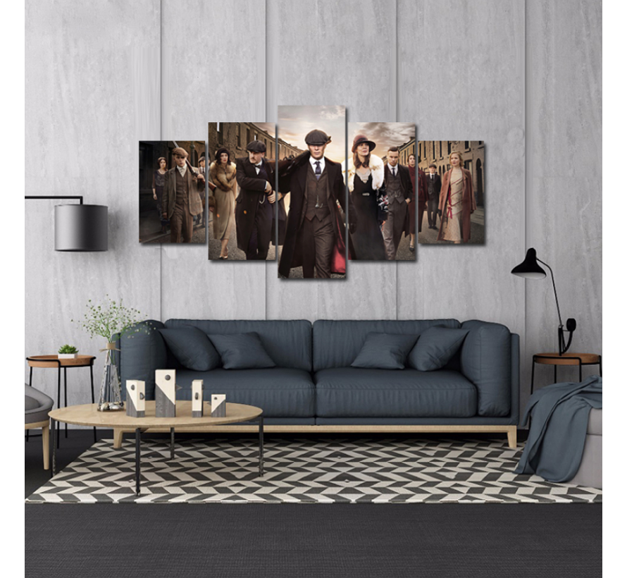 Allernieuwste.nl® 5-luik Canvas Schilderij * 5luik Peaky Blinders Crew TV show * - Televisie serie - Kleur - 100 x 200 cm