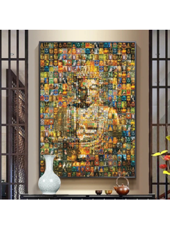 Allernieuwste.nl® Canvas Schilderij NFT Boeddha Buddha - Duizend Plaatjes - Modern - MOZ-Art - kleur - 70 x 100 cm