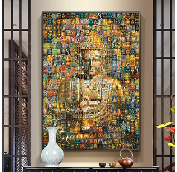 Allernieuwste.nl® Canvas Schilderij NFT Boeddha Buddha - Duizend Plaatjes - Modern - MOZ-Art - kleur - 70 x 100 cm