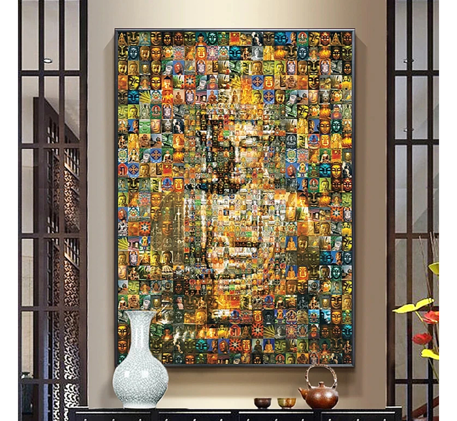 Allernieuwste.nl® Canvas NFT Boeddha Buddha - Duizend Plaatjes - Modern - MOZ-Art - kleur - 70 x 100 cm