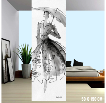 Allernieuwste.nl® Canvas Schilderij Sexy Mode Model XL- Zwart Wit - Fashion - 50 x 150 cm