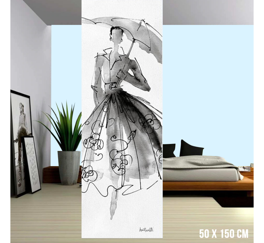 Allernieuwste Canvas Schilderij Sexy Mode Model XL- Zwart Wit - Fashion - 50 x 150 cm
