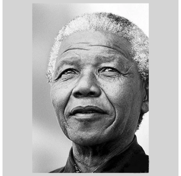 Allernieuwste.nl® Canvas Schilderij Nelson Mandela - Zwart Wit - ANC Politicus - ZwartWit -50 x 70 cm