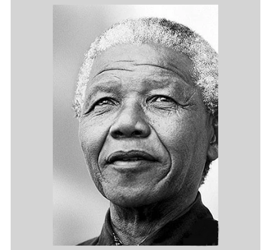 Allernieuwste.nl® Canvas Schilderij Nelson Mandela - Zwart Wit - ANC Politicus - ZwartWit -50 x 70 cm