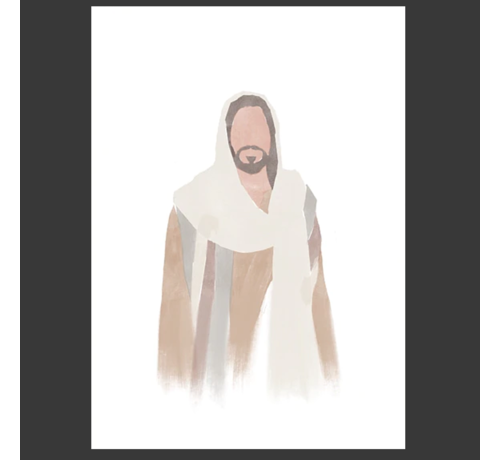 Allernieuwste.nl® Allernieuwste.nl® Canvas Schilderij Jezus Christus Modern Abstract Portret - Religie - Pastel - Poster - 50 x 70 cm - Kleur