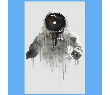 Allernieuwste.nl® Canvas Schilderij Astronaut Ruimtevaart Abstract - Poster - Graffiti - 60 x 90 cm - Kleur