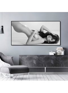 Allernieuwste.nl® Canvas Schilderij Sexy Naakte Vrouw - Kunst - Body Art Model - Poster - 50 x 100 cm - Zwart Wit