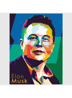 Allernieuwste.nl® Canvas Schilderij Ondernemer Elon Musk: Tesla - SpaceX - Poster - Modern Abstract - 50 x 75 cm - Kleur