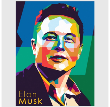Allernieuwste.nl® Canvas Schilderij Ondernemer Elon Musk: Tesla - SpaceX - Poster - Modern Abstract - 50 x 75 cm - Kleur