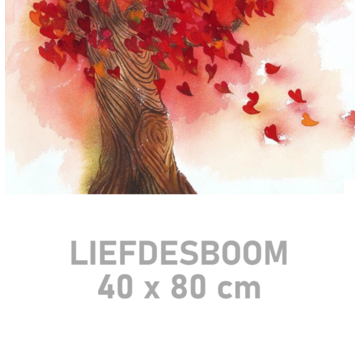 Allernieuwste.nl® Canvas Schilderij * Liefdesboom met Hartjes * - Romantisch Pop Graffiti - Kleur - 40 x 80 cm
