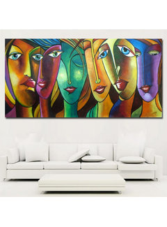 Allernieuwste.nl® Canvas Schilderij * 6 Abstracte Sexy Vrouwen * - Kunst aan je Muur - Modern - Veelkleurig -  40 x 80 cm