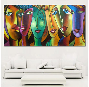 Allernieuwste.nl® Canvas Schilderij * 6 Abstracte Sexy Vrouwen * - Kunst aan je Muur - Modern - Veelkleurig -  40 x 80 cm