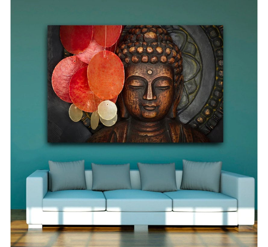 Canvas Schilderij * Boeddha Feestelijk * - Kunst aan je Muur - Modern - Kleur - 70 x 100 cm