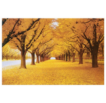 Allernieuwste.nl® Canvas Schilderij Prachtige Herfst in het Bos - Kunst - Romantisch Realistisch - Poster - Woonkamer - Kleur - 60 x 90 cm