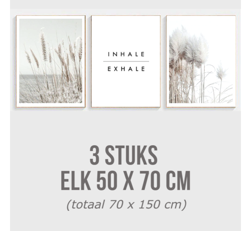 Allernieuwste.nl® Allernieuwste.nl® Canvas Schilderij SET 3 stuks Natuur Inhale Exhale - Realistisch Modern Minimalisme - kleur - Set 3x 50x70 cm