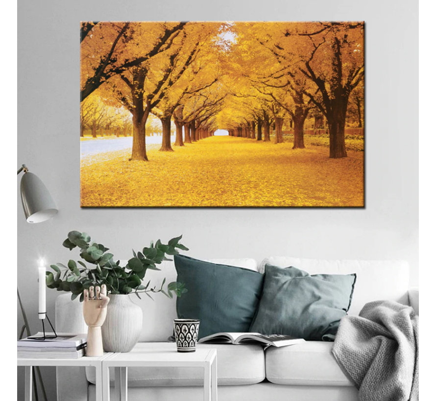 Canvas Schilderij * Prachtige Herfst in het Bos * - Kunst aan je Muur - Romantisch Realistisch - Kleur - 70 x 100 cm