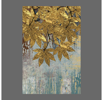 Allernieuwste.nl® Canvas Schilderij * Gouden Herfstblad * - Kunst aan je Muur - Modern Abstract - Kleur - 60 x 90 cm