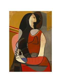 Allernieuwste.nl® Canvas Schilderij Picasso Femme Assise 1 - Seated Woman (1927) - Kunst - Reproductie - Abstract - Poster - 50 x 70 cm - Kleur