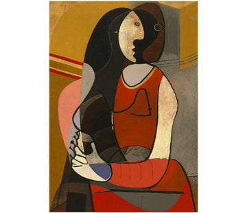 Allernieuwste.nl® Canvas Schilderij Picasso Femme Assise 1 - Seated Woman (1927) - Kunst - Reproductie - Abstract - Poster - 50 x 70 cm - Kleur