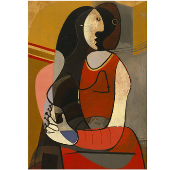 Allernieuwste.nl® Canvas Schilderij Picasso Femme Assise 1 - Seated Woman (1927) - Kunst - Reproductie - Abstract - Poster - 50 x 70 cm - Kleur