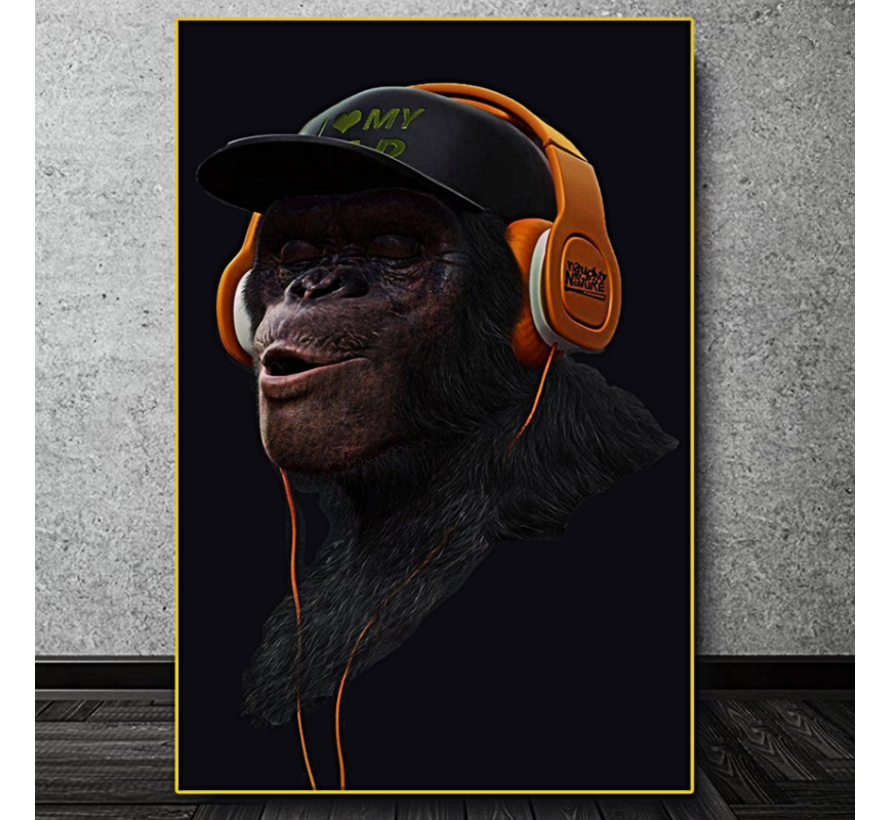Allernieuwste Canvas Schilderij SWAG Chimpansee Aap GangsterArt - Cool Modern Popart - Poster - 40 x 70 cm - Kleur