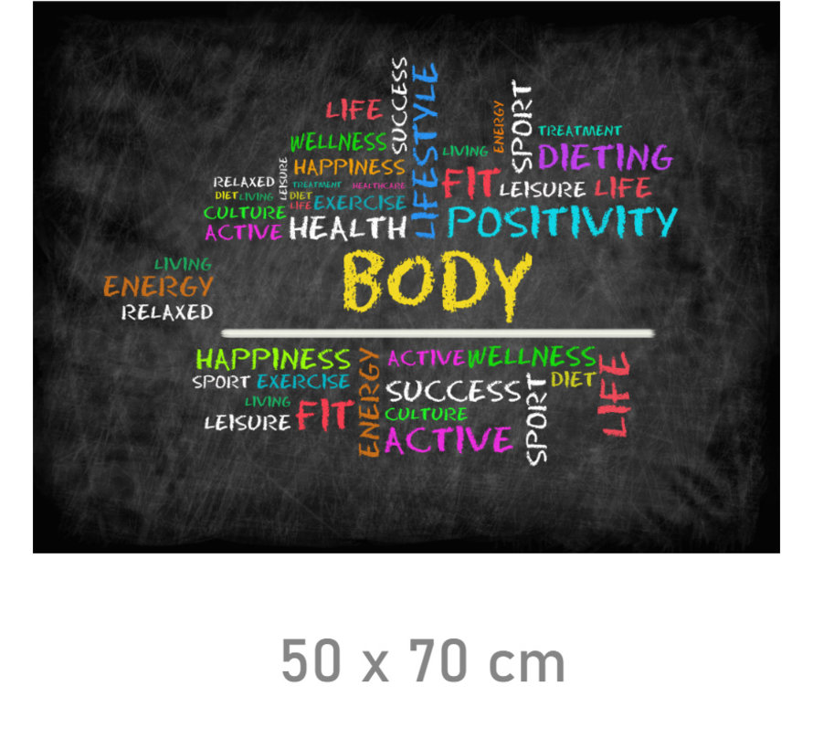 Canvas Schilderij * Sport Body Health Energy Wellness * - Moderne Kunst aan je Muur - kleur - 50 x 70 cm