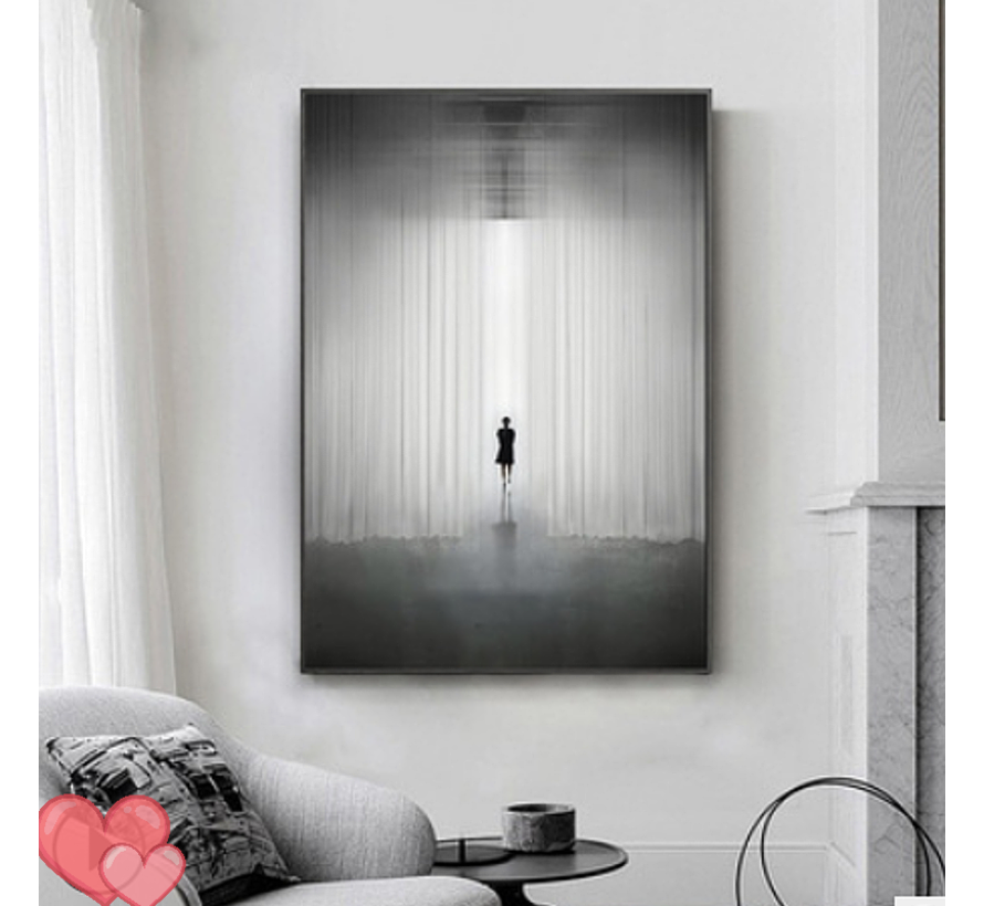 Allernieuwste.nl® Canvas Schilderij Ik Verdwijn Minimalistisch - Minimal Art - Zwart Wit Grijs - 70 x 100 cm