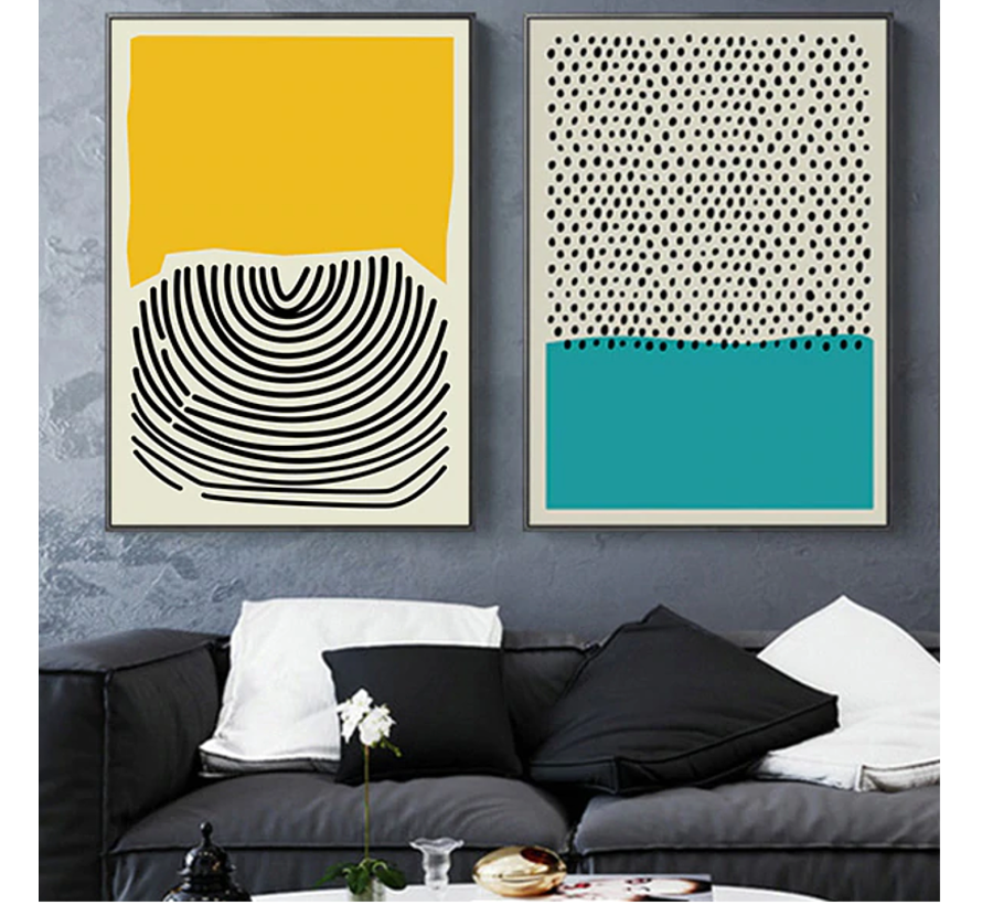 Allernieuwste.nl® 2-Delig Canvas Schilderij Abstract Modern Geometrisch - Modern - Set 2x 50x70cm - Kleur