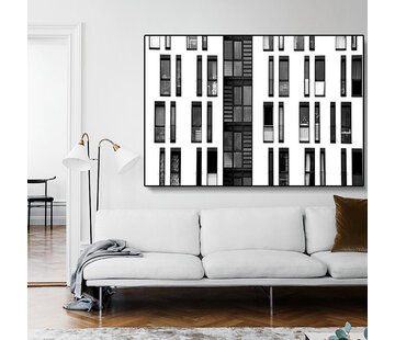 Allernieuwste.nl® Canvas Schilderij * Modern IndustriÃƒÂ«le Stijl Gebouw * - Industrieel Retro - Zwart wit - 70 x 140 cm