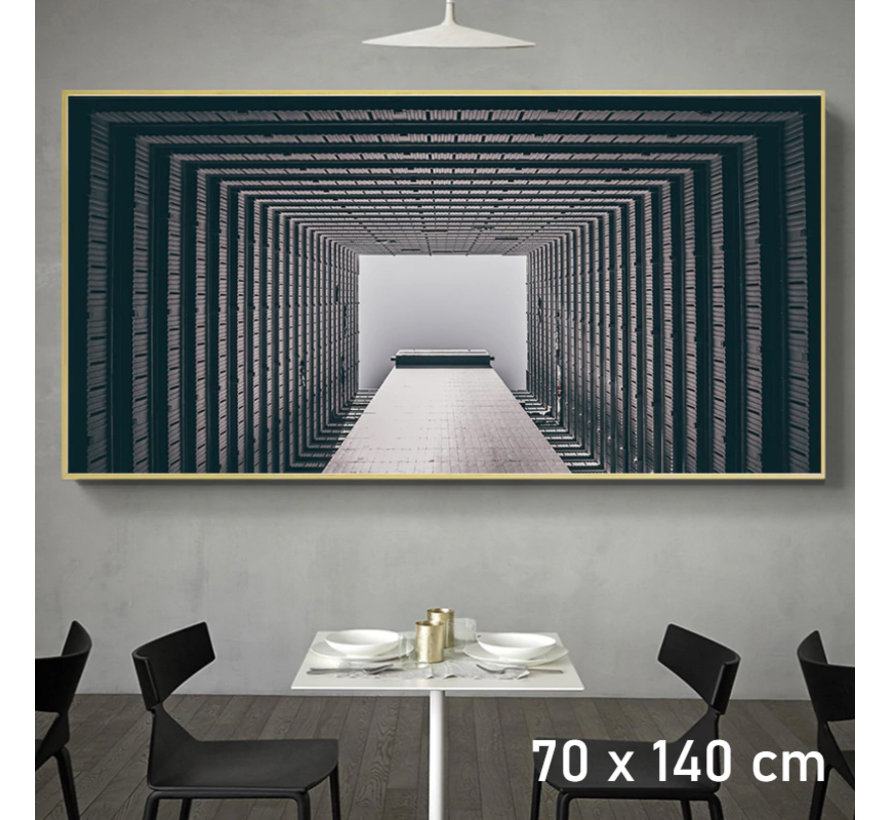 Diversen volume Dronken worden Allernieuwste.nl® Canvas Schilderij * Moderne Industriële Stijl Geometrie *  - Industrieel Retro - Zwart wit - 70 x 140 cm - Allernieuwste.nl