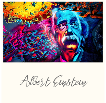 Allernieuwste.nl® Canvas Schilderij Albert Einstein Natuurkundige - Grafitti - Kleur - 50 x 100 cm