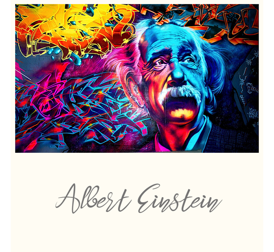 Allernieuwste.nl® Canvas Schilderij Albert Einstein Natuurkundige - Grafitti - Kleur - 50 x 100 cm