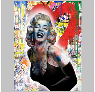 Allernieuwste.nl® Canvas Schilderij Marylin Monroe Graffitti - Celebrity Star - Graffitti StreetArt - Kleur - 60 x 80 cm