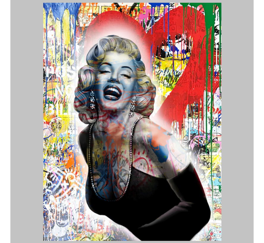 Allernieuwste.nl® Canvas Schilderij Marylin Monroe Graffitti - Celebrity Star - Graffitti StreetArt - Kleur - 60 x 80 cm