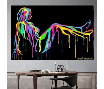 Allernieuwste.nl® Canvas Schilderij Sexy Naakte Graffiti Vrouw - Kunst - Poster - 60 x 80 cm - Kleur