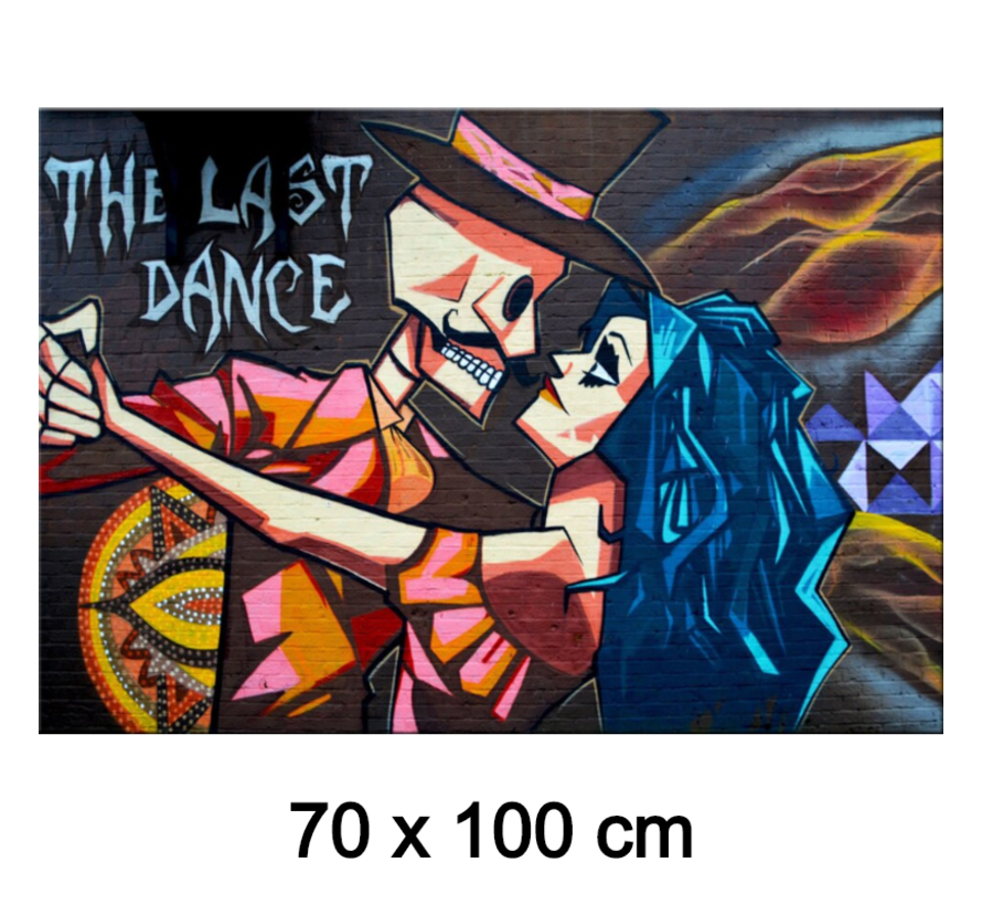 Allernieuwste.nl® Canvas Schilderij The Last Dance Streetart Graffiti SprayArt - Kunst - Poster - 70 x 100 cm - Kleur