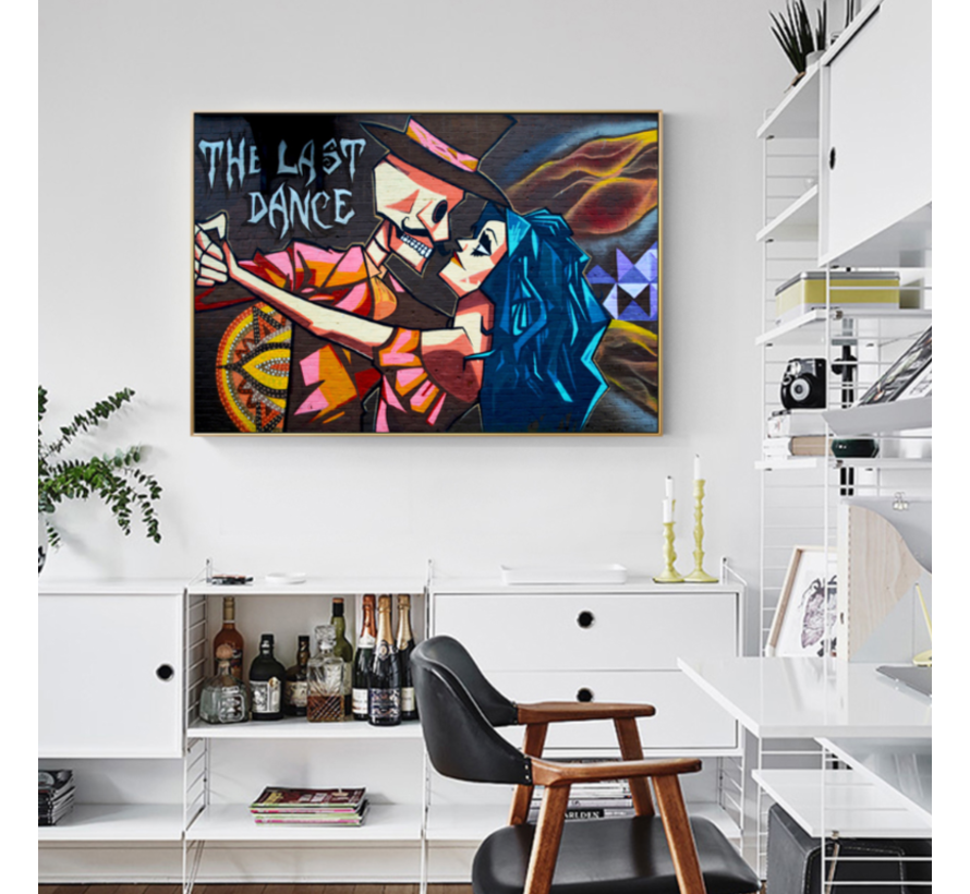 Allernieuwste.nl® Canvas Schilderij The Last Dance Streetart Graffiti SprayArt - Kunst - Poster - 70 x 100 cm - Kleur