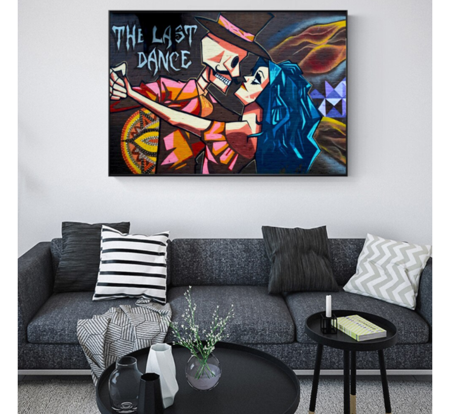 Allernieuwste.nl® Canvas Schilderij The Last Dance Streetart Graffiti SprayArt - Kunst - Poster - 70 x 100 cm - Kleur