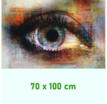 Allernieuwste.nl® Canvas Schilderij * Het Oog in Grafitti * - Kunst aan je Muur - Modern Graffiti - Kleur - 70 x 100 cm