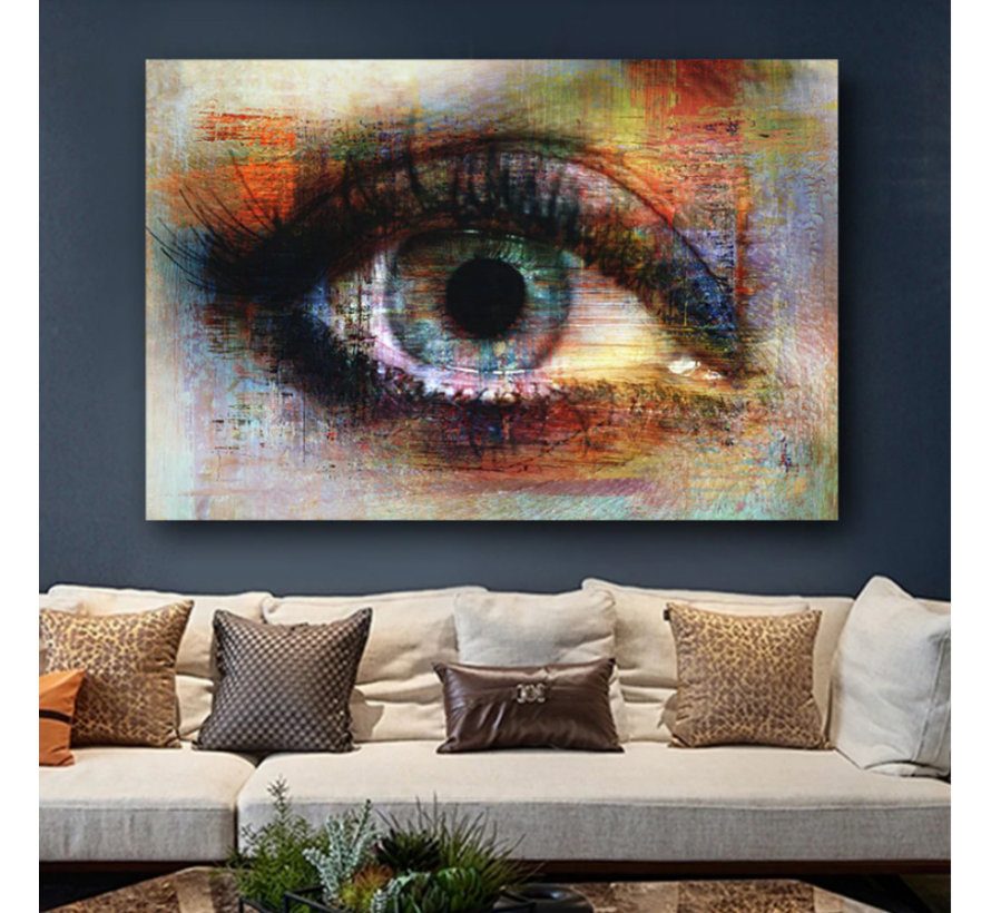 Canvas Schilderij * Het Oog in Grafitti * - Kunst aan je Muur - Modern Graffiti - Kleur - 70 x 100 cm