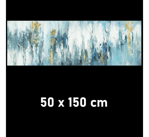 Allernieuwste.nl® Allernieuwste.nl® Canvas Schilderij Blauw - Goud Abstracte Vormen 2 - Kunst - Poster - 50 x 150 cm - Kleur