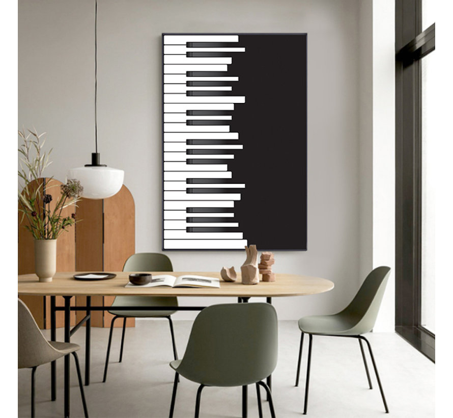 Canvas Schilderij * Pianotoetsen in Zwart en Wit * - Kunst aan je Muur - Modern Abstract - zwartwit - 50 x 75 cm