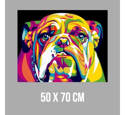 Allernieuwste.nl® Allernieuwste.nl® Canvas Schilderij Kleurige Bulldog Hond - Dieren - Poster - 50 x 70 cm - Kleur