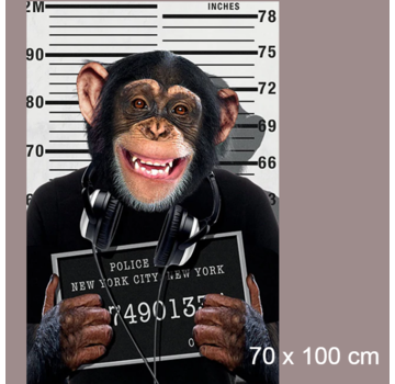 Allernieuwste.nl® Canvas Schilderij Gangster Aap Chimpansee - PopArt Modern - Poster - Dieren - 70 x 100 cm - Kleur